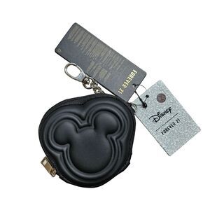 Forever 21 x Disney Mickey Mouse Black Zipper Coin Purse Keychain NWT